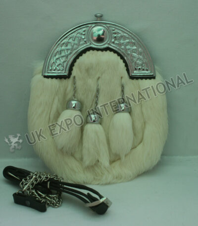 Celtic Knot White Rabbit Fur Sporran