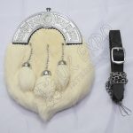Scottish Flower White Rabbit Fur Sporran