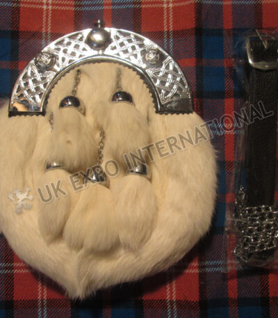 Cream Rabbit Fur Celtic Full Dress Sporran
