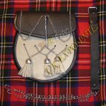 White Rabbit Skin Double Chain Pin Lock Sporran