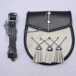 White Calf Skin Black Leather Semi Dress Sporran