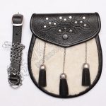 Alba Goat Skin Embossed Black Leather Sporran