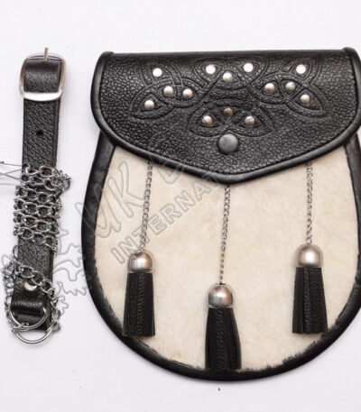 Alba Goat Skin Embossed Black Leather Sporran