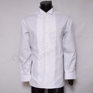 White Wing Collar Evening Dress Shirt with Pleat Front