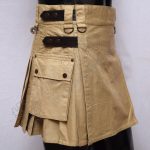 Women Khaki Utility Kilt Cargo Style