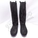 WWII Black Leather Rough Side Long Boots