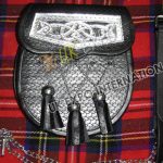 Celtic Zig Zag Black Leather Sporran