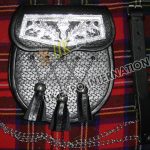 Zig Zag Black Leather Scottish Flower Cantle Sporran