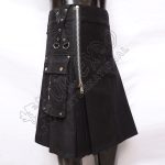 Gothic Zipper Black Utility Kilt