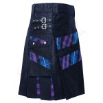 Black Cotton With Pride of Scotland Tartan Utility Kilt