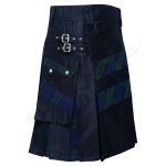 Black Cotton With Black Watch Hybrid Utility Kilt