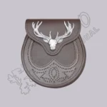 Brown Leather Day Wear Sporran with Stag Head Badge