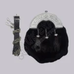Black Rabbit Fur Chrome Thistle Centre Full Dress Sporran