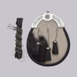 Premium Black & White Cowhide Celtic Cantle Full Dress Sporran