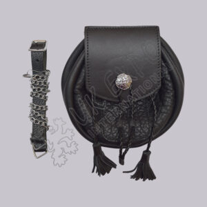 Traditional Black Leather Day Sporran