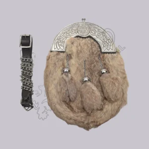 Light Brown Rabbit Fur Celtic Cantle Full Dress Sporran