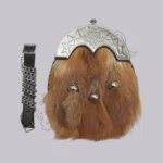 Brown Fox Fur Chrome Cantle Full Dress Sporran
