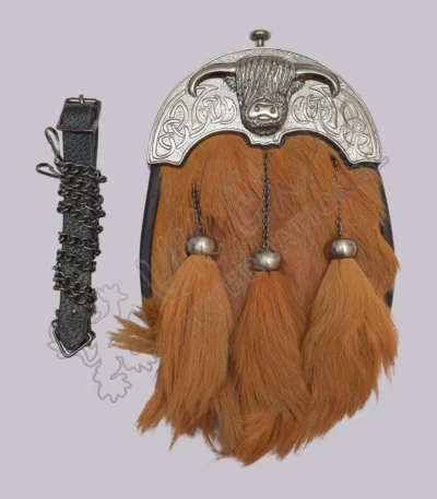 Highland Coo Dress Brown Goat Hair Kilt Sporran