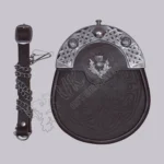 Black Leather Celtic Embossed Full Dress Sporran