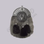 Gray Fur Deer Antlers Plain Cantle Sporran
