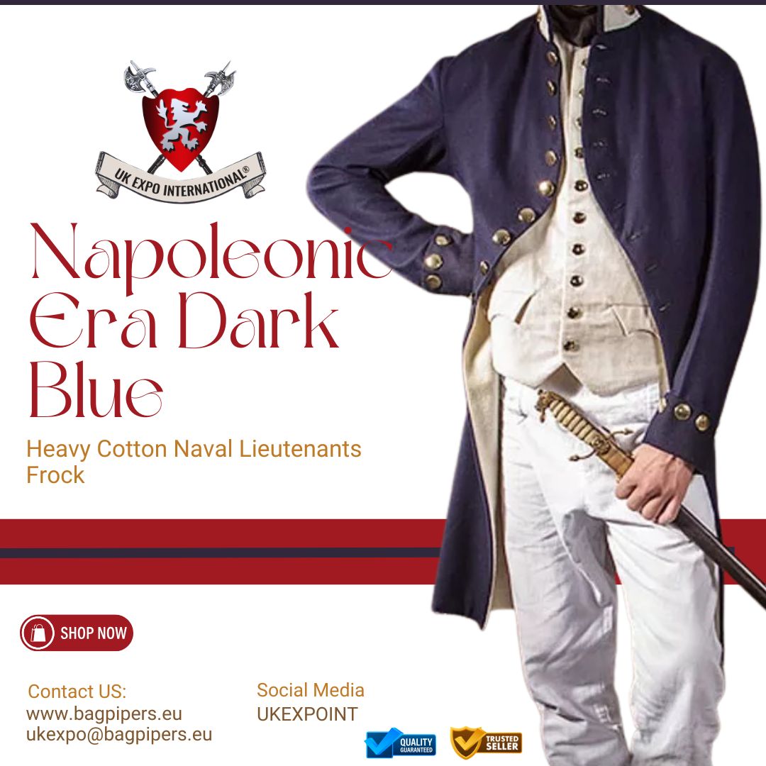 Napoleonic Era Dark Blue Heavy Cotton Naval Lieutenants Frock