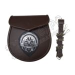 Black Leather Celtic Embossed Brown Leather Sporran